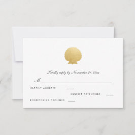 Seashell Faux Gold Foil | Ocean Wedding RSVP