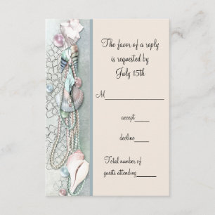 Seashell Pearls Elegant Beach Wedding RSVP