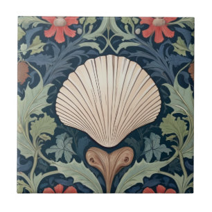 Seashell William Morris estilo oceano temido flora