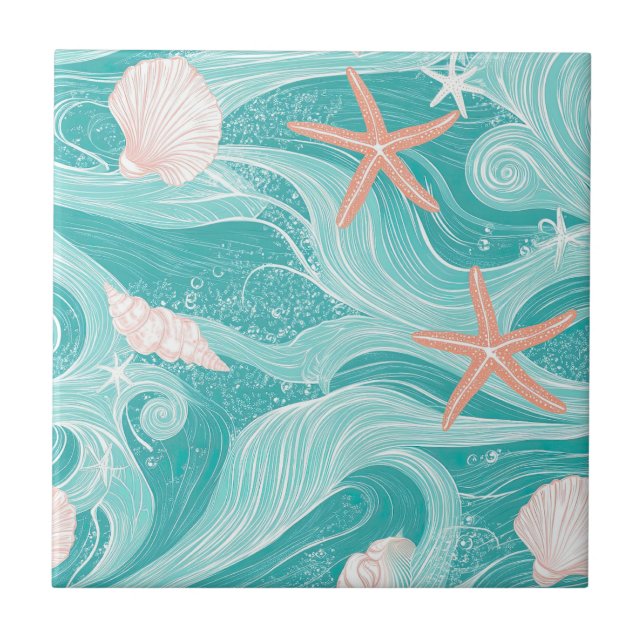 Seashells and Ocean Waves Pattern (13) (Frente)
