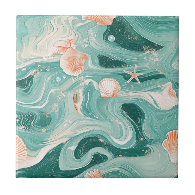 Seashells and Ocean Waves Pattern (6) (Frente)