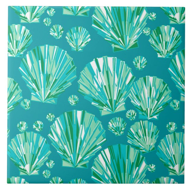 Seashells, Aqua e turquesa geométricos modernos (Frente)