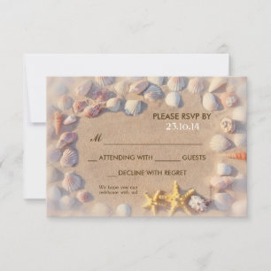 seashells e casamento de praia RSVP da estrela do