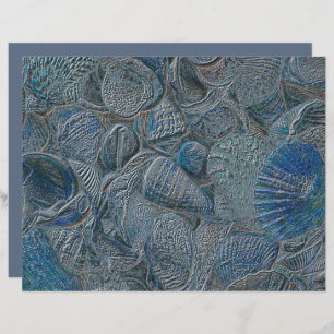 Seashells Ocean Beach Blue Metallic Decoupage