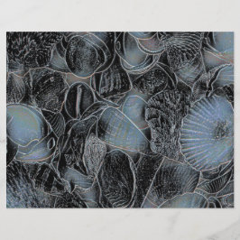 Seashells Ocean Beach Pastel Blue Black Decoupage