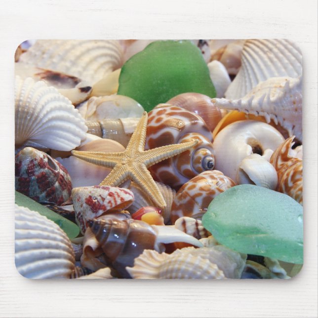 Seashells Starfish & Beach Glass Mousepad (Frente)