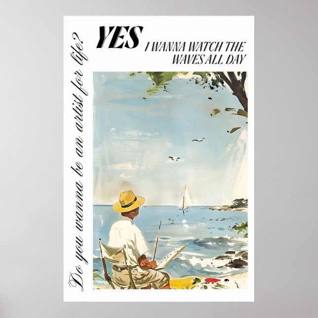Seaside Artist Poster Ocean View Wall Art (Frente)