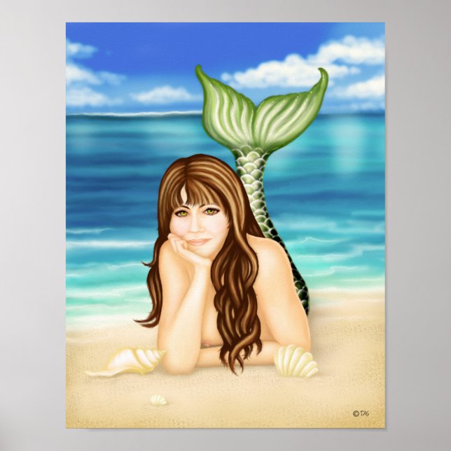 Seaside Daydreams Mermaid Fantasy Poster (Frente)