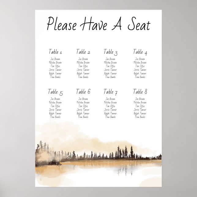 Seating chart for 8 tables- Poster print (Frente)