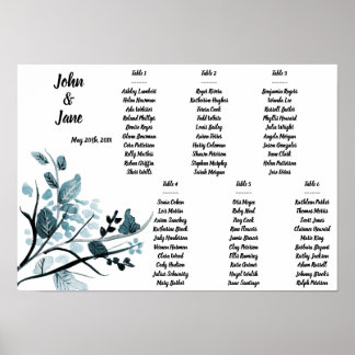Seating Chart Poster - Oriental Blossom Design