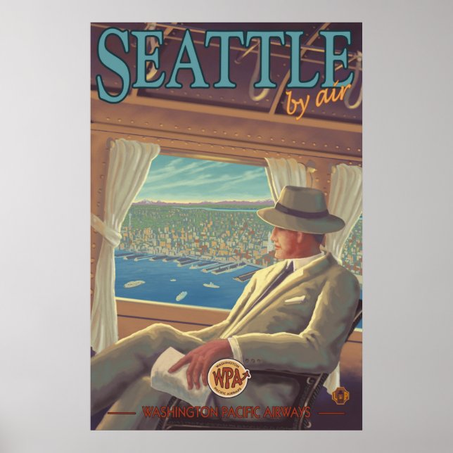 Seattle By Air - Poster de viagens de Washington (Frente)