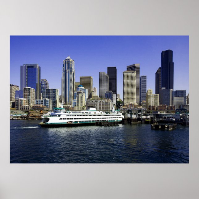 Seattle Ferry and Building Poster (Frente)
