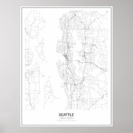 Seattle, Poster do Mapa Minimalista dos Estados Un