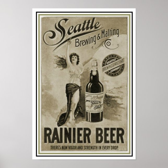 Seattle Ranier Beer Ad Poster 13 x 19 (Frente)