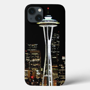Seattle skyline at night, with Space Needle.