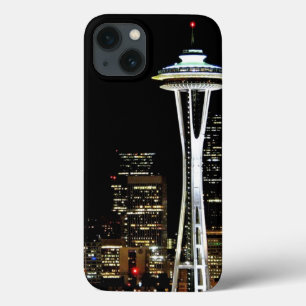 Seattle skyline at night, with Space Needle.