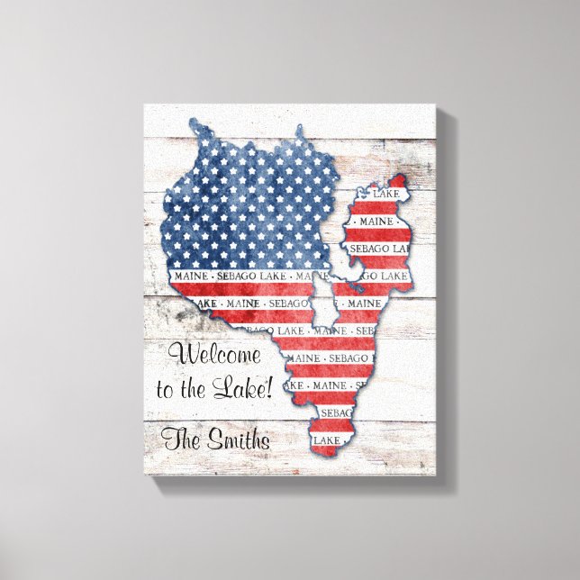 Sebago Lake Maine Map Canvas Art (Frente)