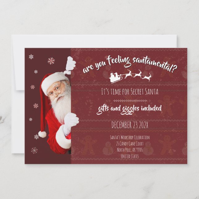 Secret Santa Party – Gifts & Giggles Invite (Frente)