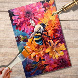 Seda Abelhas em Papel Tecido de Decoupage de Flores Vib