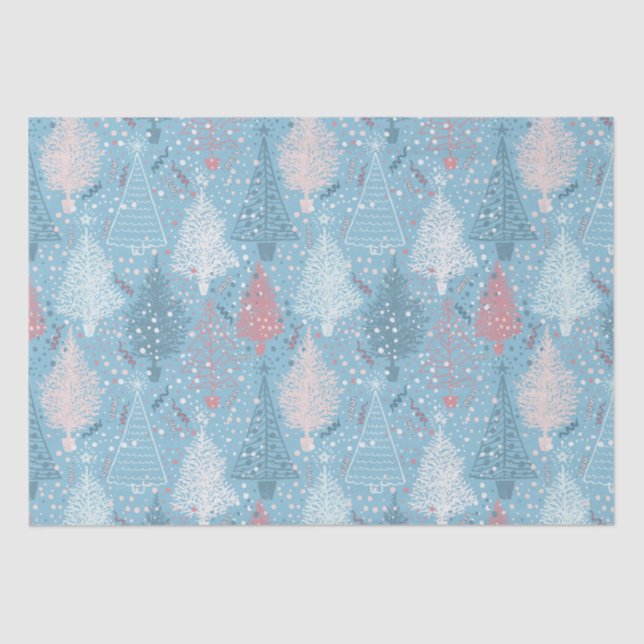 Seda Abstrato de Árvores de Natal Padrão 2 Papel Tecido (Frente )