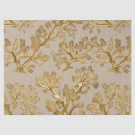 Seda Algas Douradas em Papel Tecido de Areia