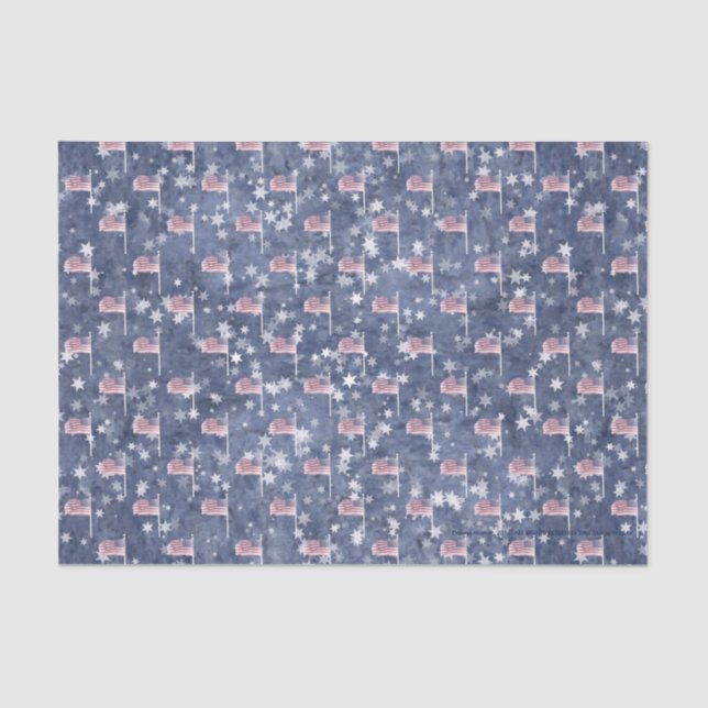 Seda American Flag Aglow, papel tecidular em forma de e (Frente )