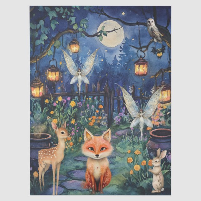 Seda Animais Caprichosos da Floresta & Papel de Decoupa (Frente )