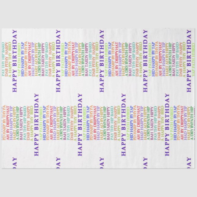 Seda Aniversário Papel de lenço Anagrams (Frente )