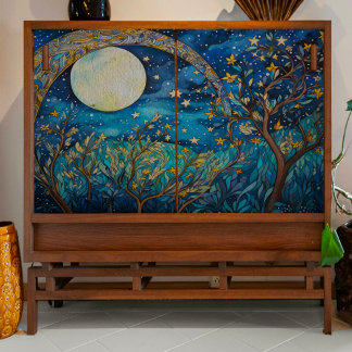 Seda Arco-íris sobre Papel Tecidual de Decoupage da Lua