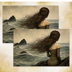SEDA ARIEL OLHA PARA O MAR PAPEL DE DECOUPAGEM