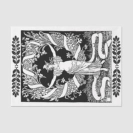 Seda Art Nouveau Lady 17 Papel Tecido de Decoupage