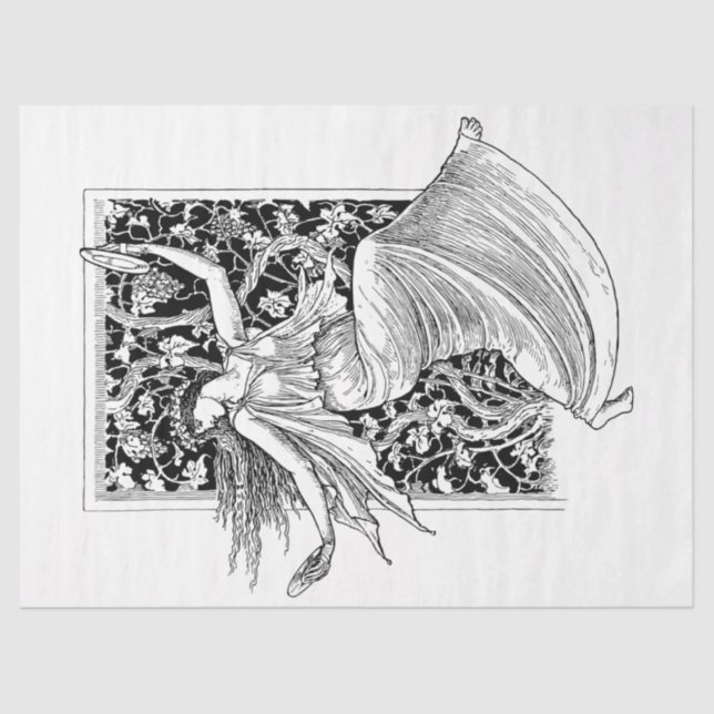 Seda Art Nouveau Lady 18 Papel Tecido de Decoupage (Frente )