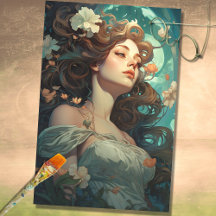 Art Nouveau Mulher 1 Papel de Decoupage