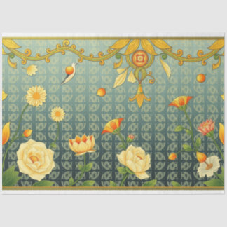 Seda Art Nouveau Papel Tecido de Decoupage Floral