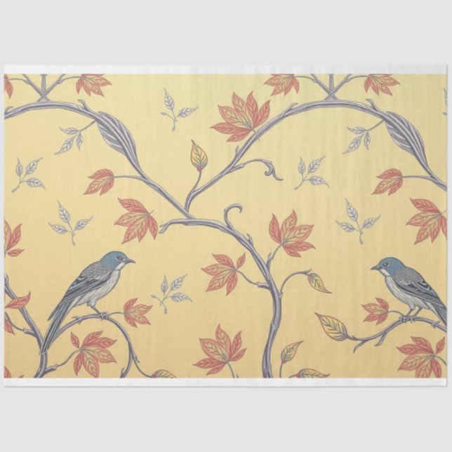 Seda Art Nouveau Papel Tecido de Decoupage Floral (Frente )