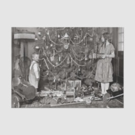 Seda ÁRVORE 1920 DE NATAL DE Papel Tecido natal vintage