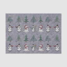 Árvores de Natal e Papel Tecido Snowmen