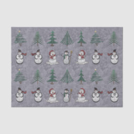 Seda Árvores de Natal e Papel Tecido Snowmen