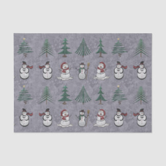 Seda Árvores de Natal e Papel Tecido Snowmen