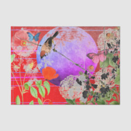 SEDA AVES JAPONESAS E PAPEL DE TECIDO DE LUA COMPLETO