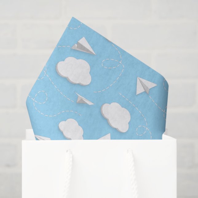 Seda aviões de papel voador nuvens finas céu azul (Sacola de presentes)