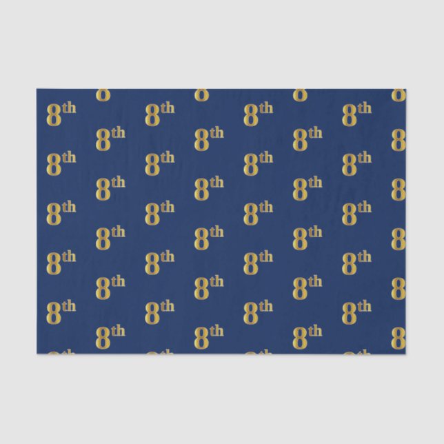 Seda Azul, Faux Dourado 8.º (Oitavo) Papel Tecido de Ev (Frente )