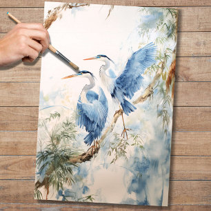 Seda Azul-Herões 1 Papel de Decoupage