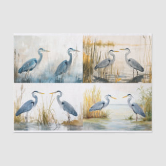 Seda Azul Herons Colagem 2 Papel de Decoupage