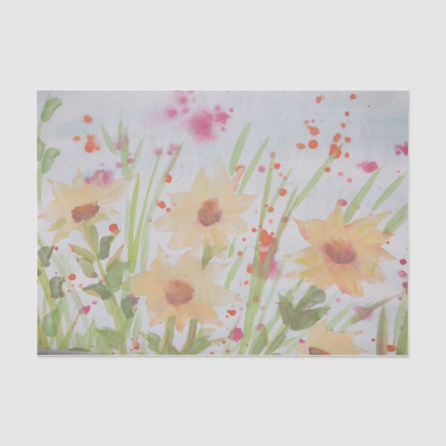 Seda Belo papel floral de aquarela (Frente )