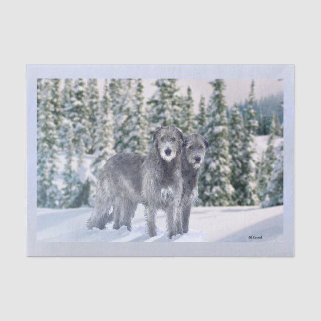 Seda Belo Papel Tecido de Cena de Wolfhound Irlandês de (Frente )