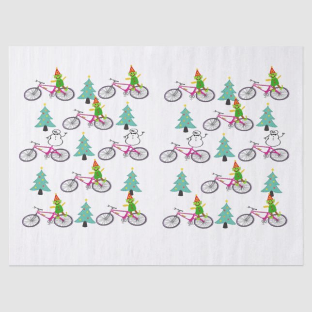 Seda Bicicleta de Papel Tecidual do Homem de Neve (Frente )