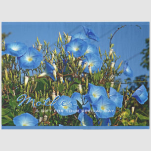 Seda Blue Morning Glory - Papel de Tecido Personalizado