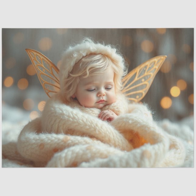 Seda Bonita Fada e Bebê Fantasia Papel de Arte (Frente )