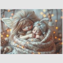 Seda Bonita Fada e Bebê Fantasia Papel de Arte